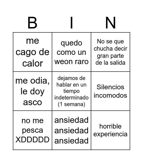 salio mal Bingo Card