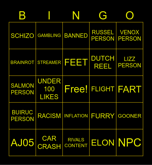 INSTAGRAM REEL BINGO Card