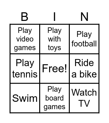 Let's play! Bingo Card