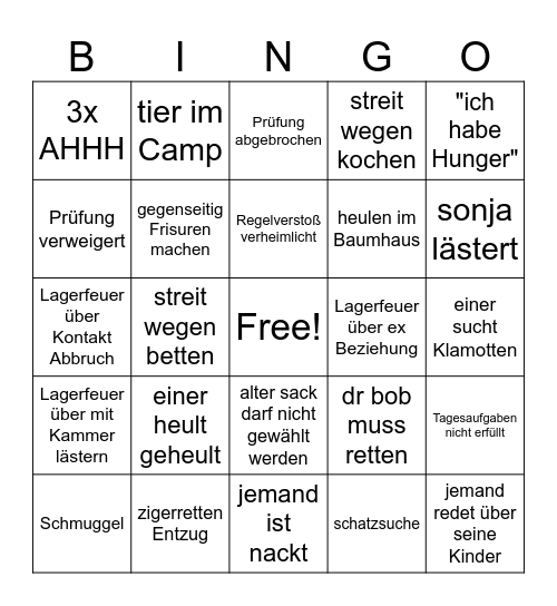 Jungel Bingo Card