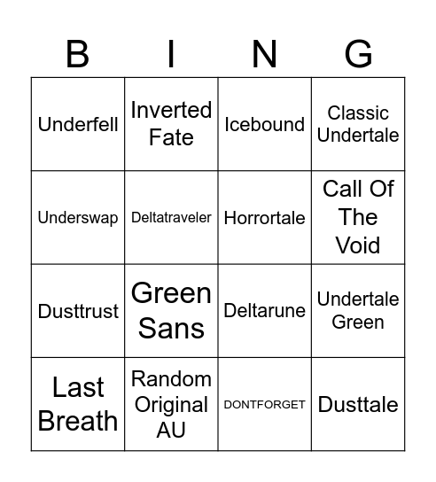 UNDEREVENT Content 2024 Bingo Card