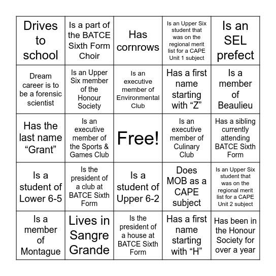 Someone who... Bingo Card