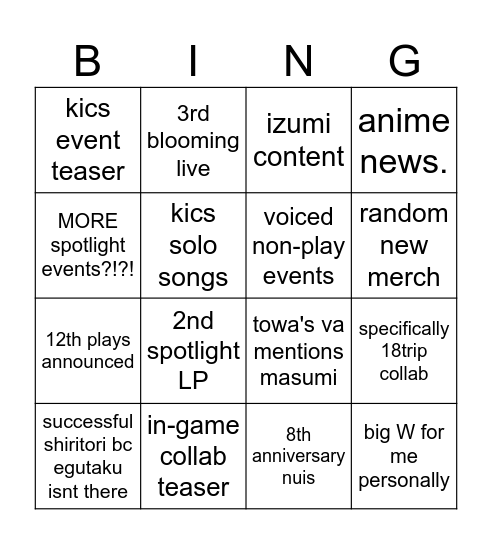 Untitled Bingo Card