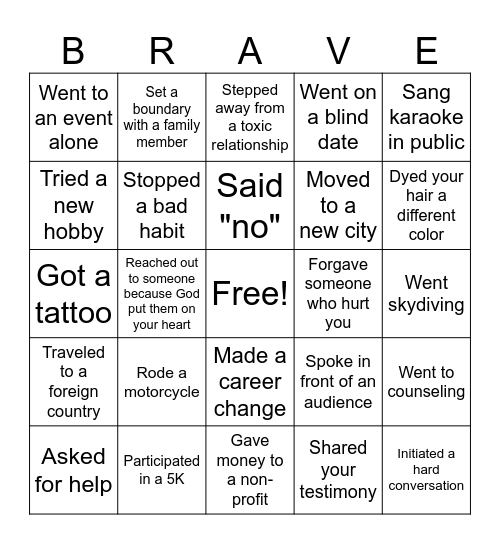 Brave Bingo Card