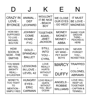 TREETOP BAR & GRILL Bingo Card