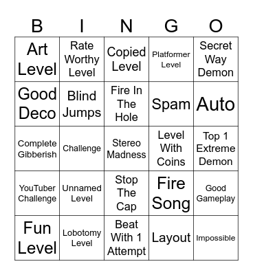 GD Bingo Card
