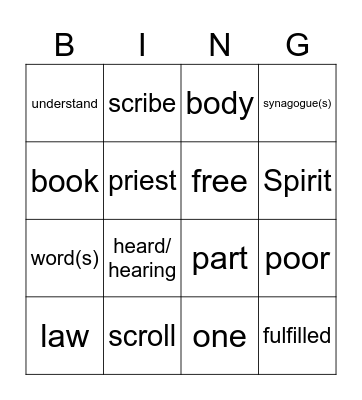 3rd Sunday in OT year C Bingo Card