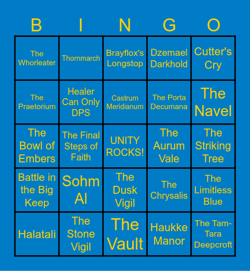 UNITY FFXIV Roulettes Bingo Card