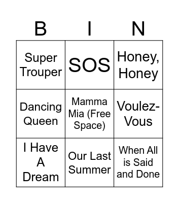 Mamma Mia Watch-Along Bingo! Bingo Card