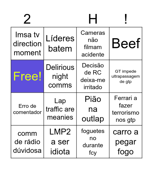 Daytona 24h Bingo Card