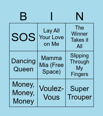 Mamma Mia Watchalong Bingo! Bingo Card
