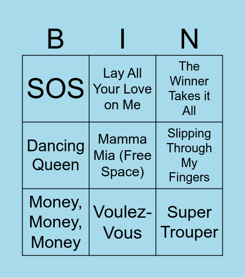 Mamma Mia Watchalong Bingo! Bingo Card