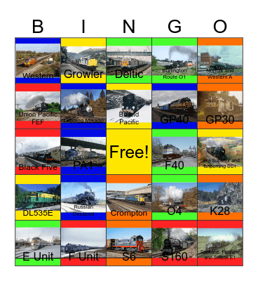 Winter Trains that the Children and I would like to ride on one day Bingo Card