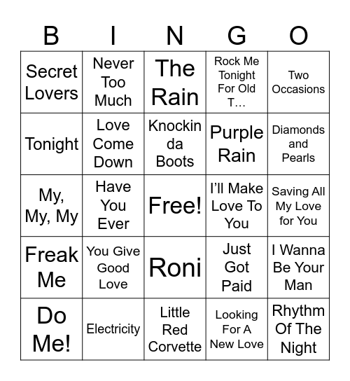 🎶🎶🎶 Bingo Card