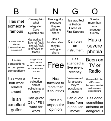 People Bingo Card
