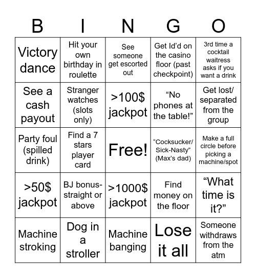 Casino Bingo Card