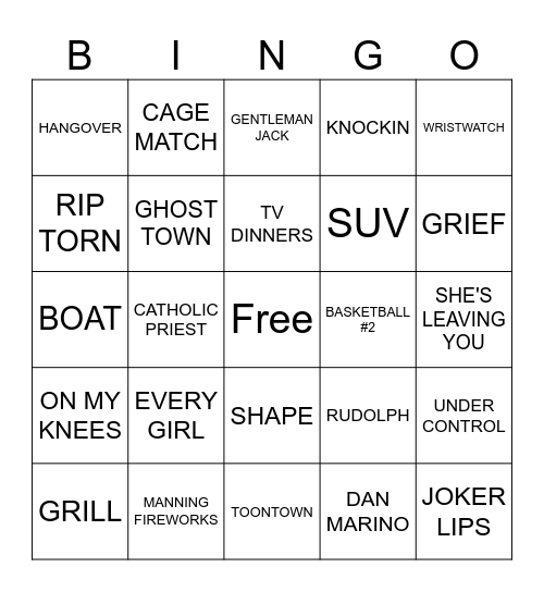 MJ BINGO Card