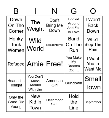 Front Row Classics Bingo Card