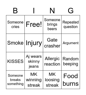 Sams bbq Bingo Card