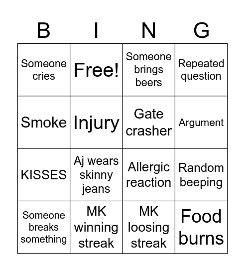 Sams bbq Bingo Card
