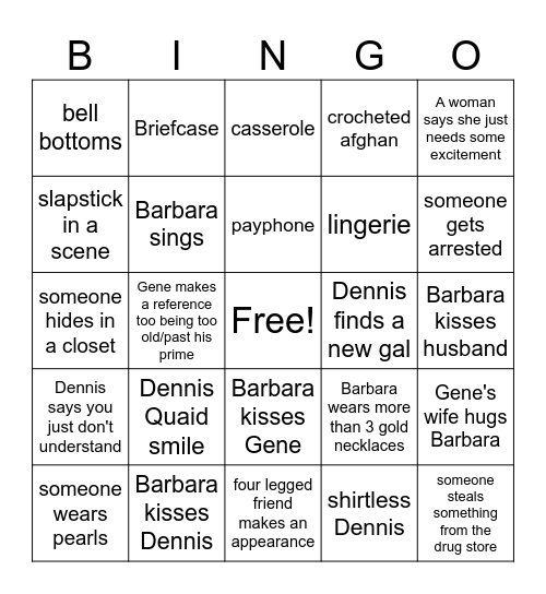 All Night Long Bingo Card