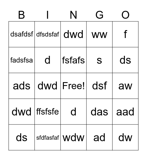 family guy Bingo Card