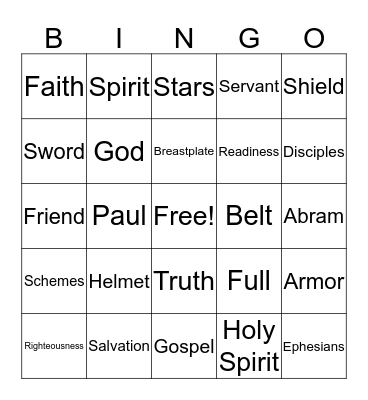 Bible Bingo Card