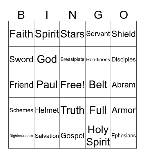 Bible Bingo Card