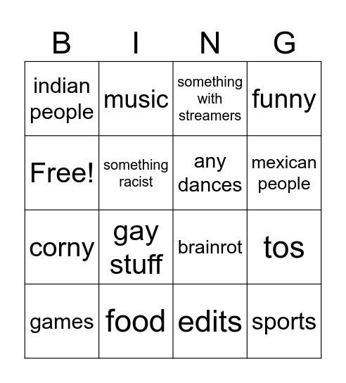 instagram Bingo Card