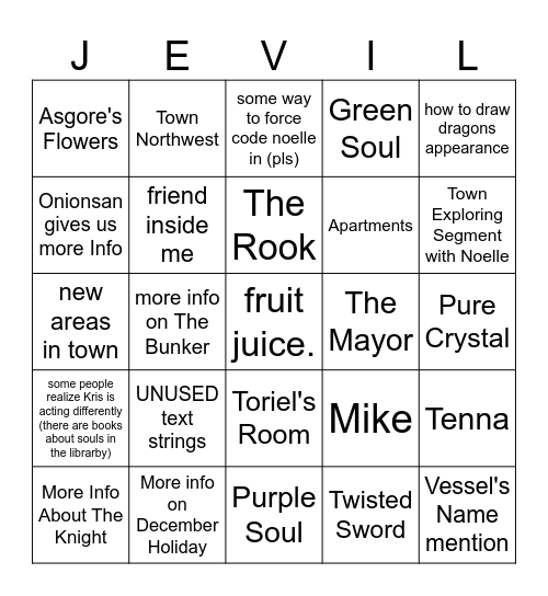 Deltarune Ch3 & 4 BINGO Card