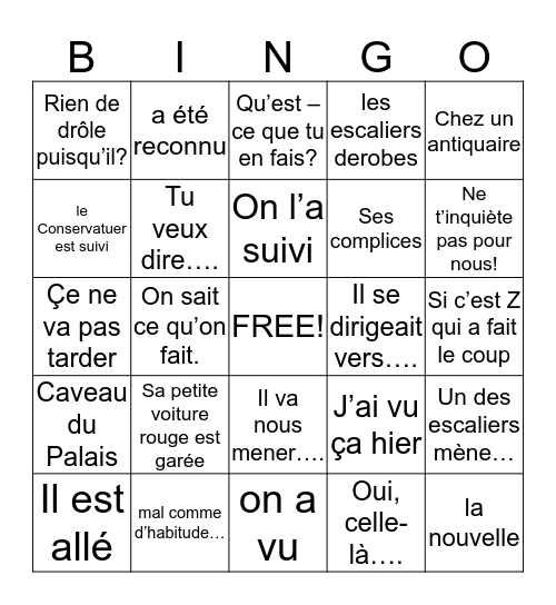Chapitre 10 Bingo Card