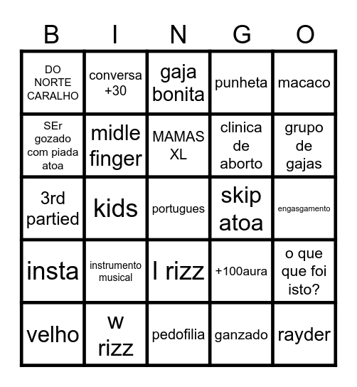 Canelas chat pt Bingo Card