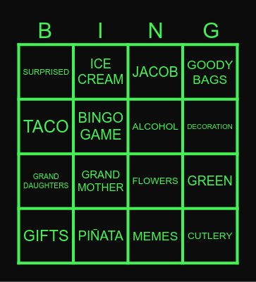 Lena Birthday Bingo Card