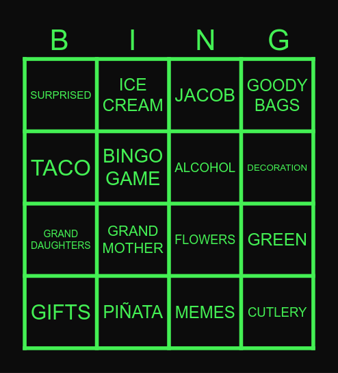 Lena Birthday Bingo Card