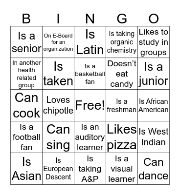 M.A.P.S BINGO Card