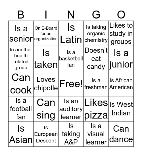 M.A.P.S BINGO Card