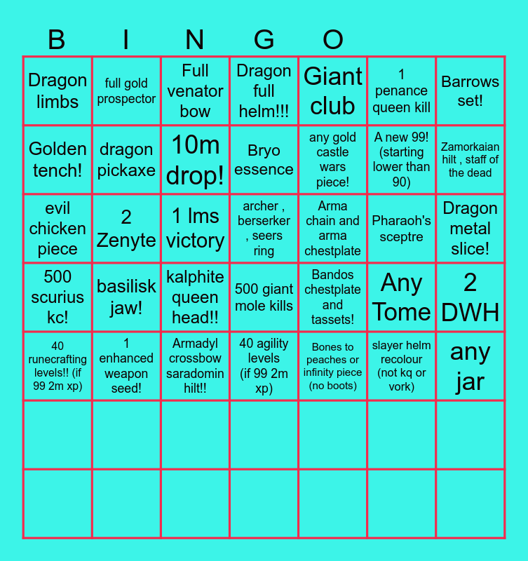 Epic naps Bingo Card