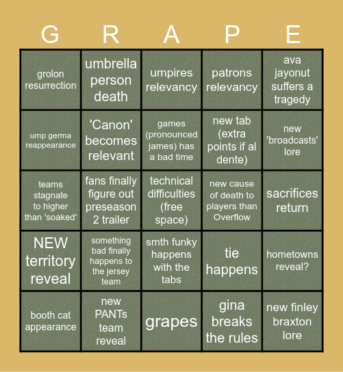 PRESEASON 3 BINGO Card