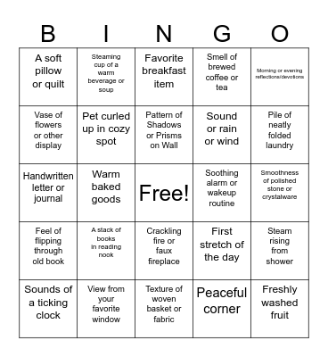 Comforts of Home #1 - #100daysofglimmers Bingo Card
