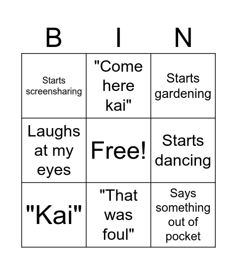 Dee bingo Card