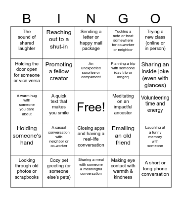 Connection Sparks #2 - #100daysofglimmers Bingo Card