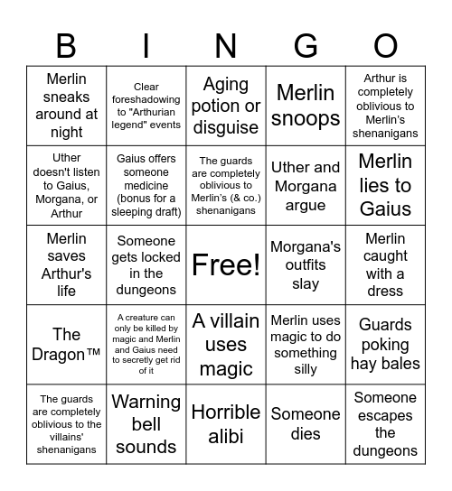 Merlin Bingo Card