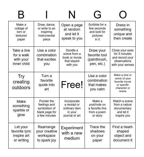 Creative Glimmers #4 - #100daysofglimmers Bingo Card