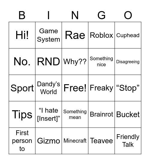 Vc Bingo Card