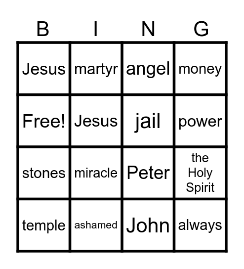 I Am Not Ashamed of the Gospel! Bingo Card