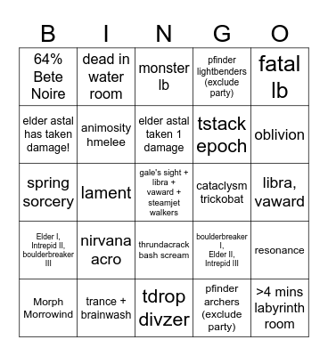 tcc bingo Card