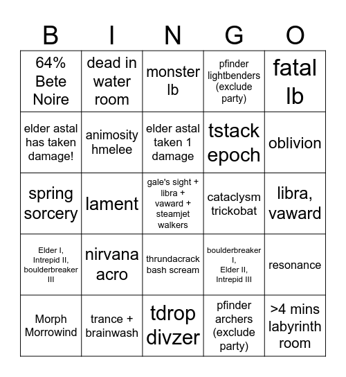 tcc bingo Card
