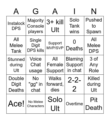 Marvel Rivals Bingo Card