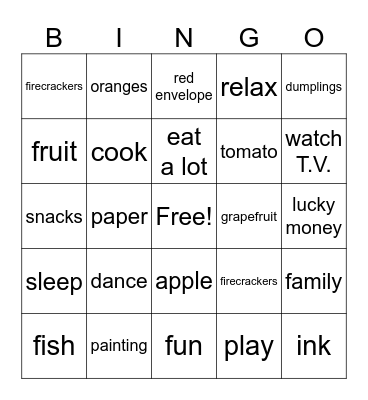Spring Festival Bingo Card