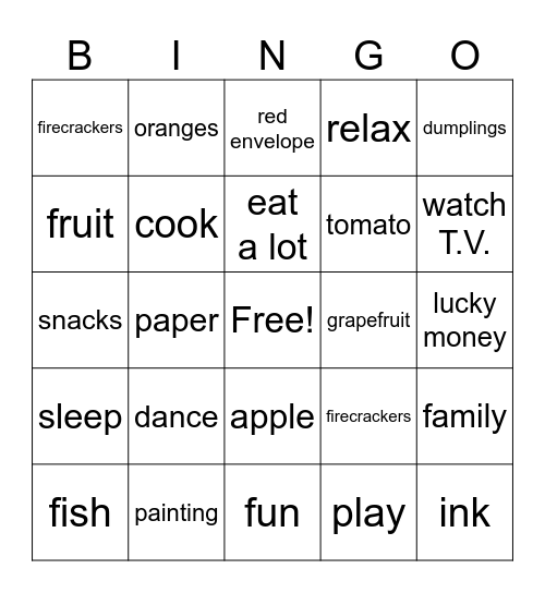 Spring Festival Bingo Card